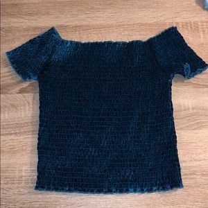 Off the shoulder ruched turquoise UO crop top